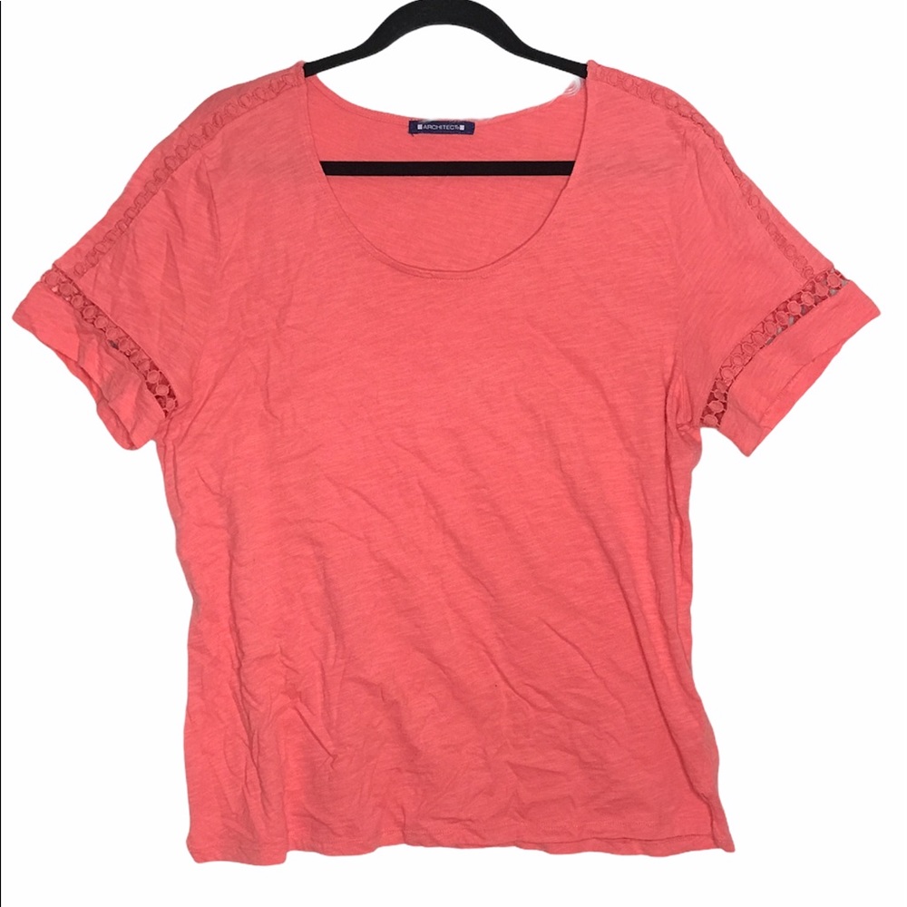 XL Architect Coral Embroidery Lace Detail Trim Top